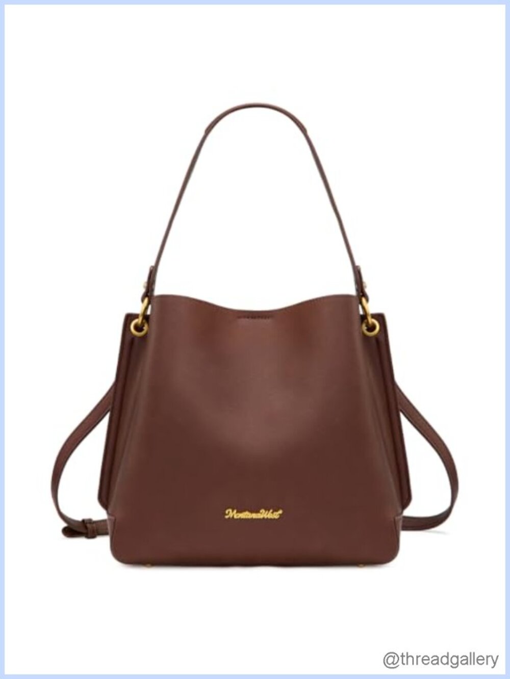 Women's Medium Hobo Shoulder Bag PU Leather 3 Compartments Crossbody Purse
